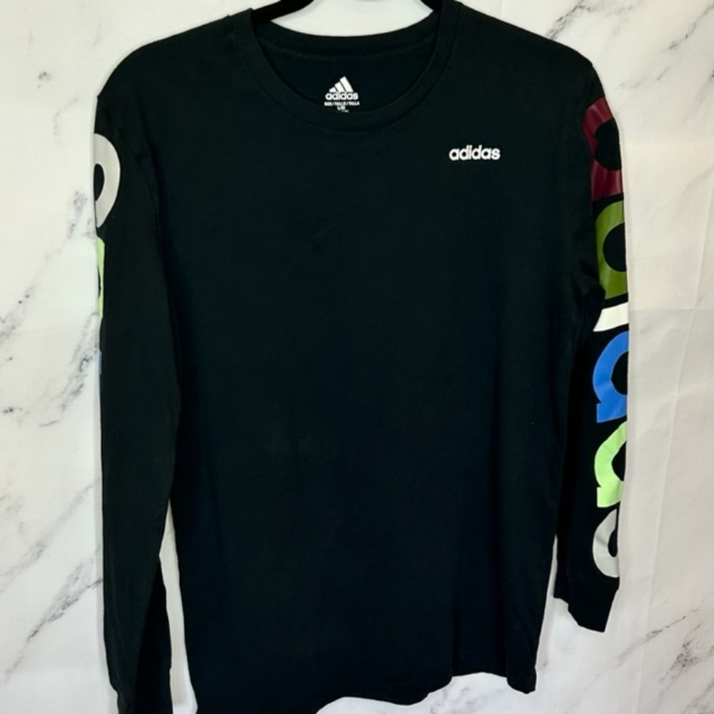 Boys Adidas Long Sleeve Tee with  Adidas Printed on Sleeves